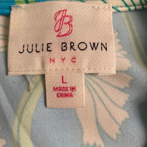 JB by Julie Brown Blue Floral Faux Wrap Tie Waist Romper - L - Picture 7 of 8